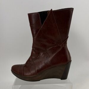NAOT Brown Leather Wedge Ankle Boots